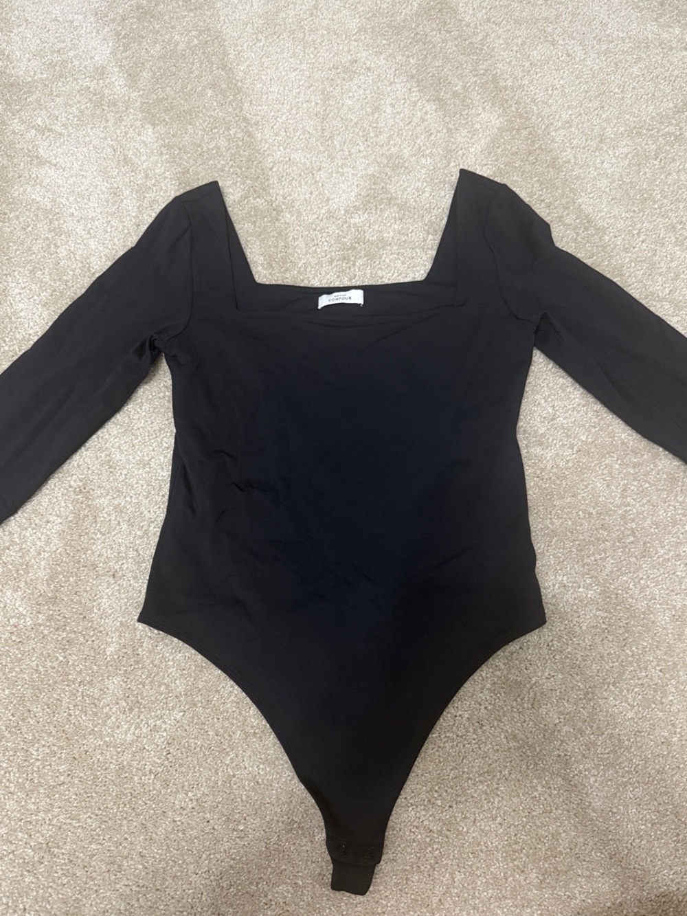 Aritzia Babaton Black Long-Sleeve Square Neck Bodysuit